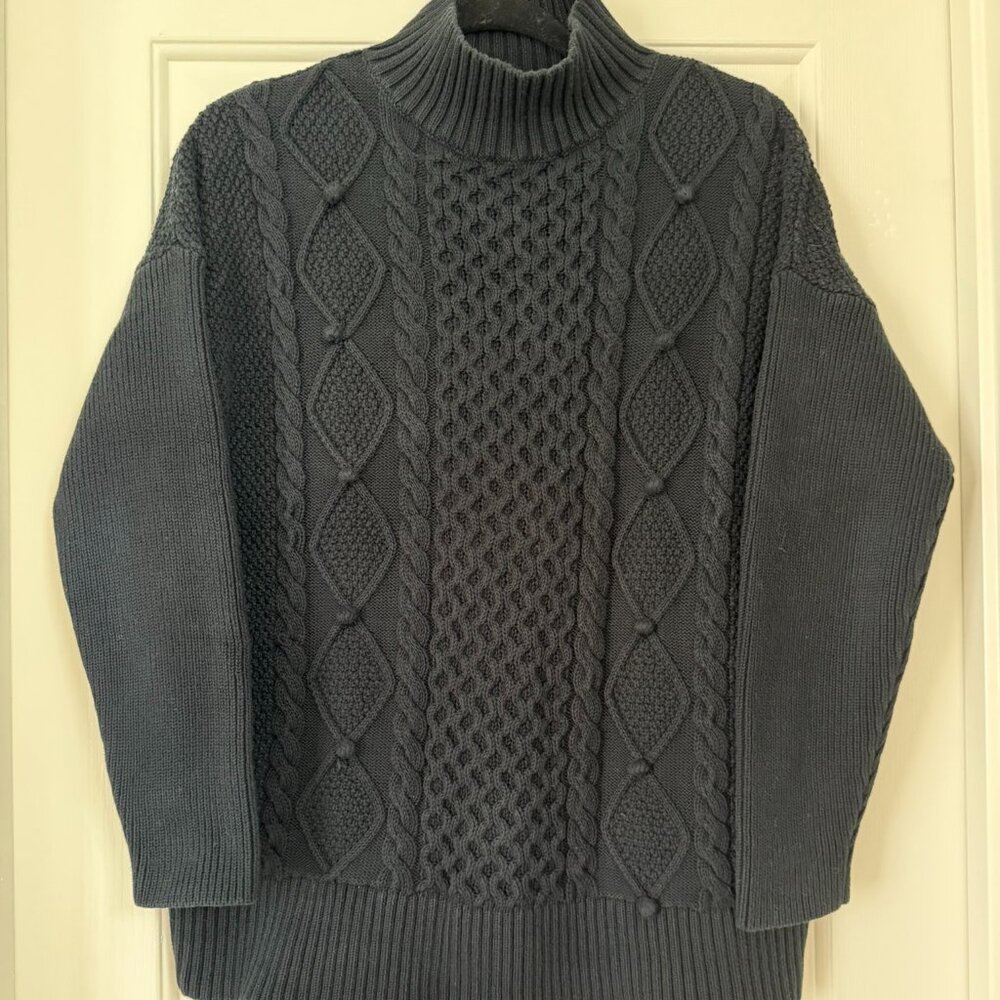 J. Crew Cotton Mock Neck Sweater size Medium, Black. EUC